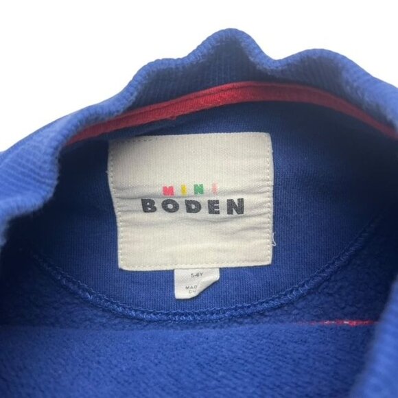 Mini Boden Girls Graphic Boucle Sweatshirt in Starboard Blue Cherries Size 5-6 Y - Picture 4 of 5
